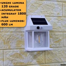 Lampa Solara EDAR de Perete, Pentru Exterior, Rezistenta la Apa, Senzor De Miscare, Incarcare Solara, 3 Moduri de Lumina, Put...