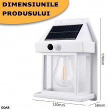 Lampa Solara EDAR de Perete, Pentru Exterior, Rezistenta la Apa, Senzor De Miscare, Incarcare Solara, 3 Moduri de Lumina, Put...