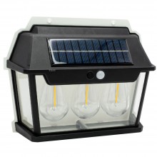 Lampa Solara EDAR de Perete Cu 3 Leduri, Pentru Exterior, Rezistenta la Apa, Senzor De Miscare, Incarcare Solara, 3 Moduri de...