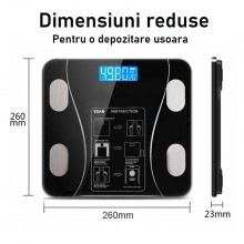 Cantar Inteligent EDAR, De Diagnostic Corporal, Electronica, Antialunecare, Ecran LCD, Ulta Slim Design, Aplicatie, Negru Cantar Inteligent EDAR, De Diagnostic Corporal, Electronica, Antialunecare, Ecran LCD, Ulta Slim Design, Aplicatie, Negru