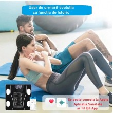 Cantar Inteligent EDAR, De Diagnostic Corporal, Electronica, Antialunecare, Ecran LCD, Ulta Slim Design, Aplicatie, Negru Cantar Inteligent EDAR, De Diagnostic Corporal, Electronica, Antialunecare, Ecran LCD, Ulta Slim Design, Aplicatie, Negru