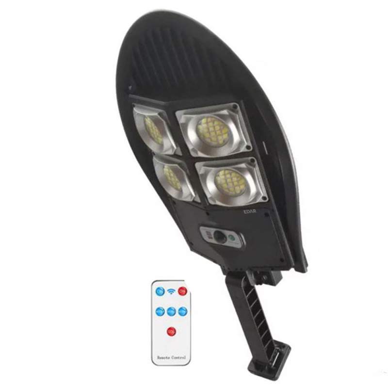 Lampa Solara EDAR pentru Exterior, 120 LED SMD, Panou Solar Integrat, Telecomanda, 3 Moduri de Iluminare, Senzori Miscare, IP...
