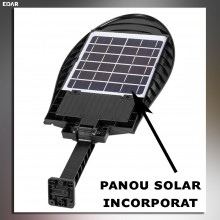 Lampa Solara EDAR pentru Exterior, 120 LED SMD, Panou Solar Integrat, Telecomanda, 3 Moduri de Iluminare, Senzori Miscare, IP...