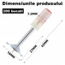 Set Cuie SIKS Tip Ciuperca Pentru Pistol, Cu Autopropulsare, 200 Bucati, 7.2 mm, Alb/Argintiu