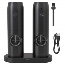 Set 2 x Rasnita Electrica Reincarcabila EDAR Pentru Sare, Piper, Condimente, Nivel Macinare Reglabil, Incarcare USB, Suport I...