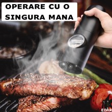 Set 2 x Rasnita Electrica Reincarcabila EDAR Pentru Sare, Piper, Condimente, Nivel Macinare Reglabil, Incarcare USB, Suport I...