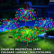 Set 2 x Lampa Solara Decorativa EDAR Pentru Curte Si Gradina, Panou Solar Atasat, Fibra Optica, LED, Model Meduza/Palmier RGB...