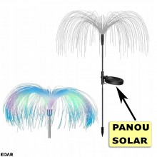 Set 2 x Lampa Solara Decorativa EDAR Pentru Curte Si Gradina, Panou Solar Atasat, Fibra Optica, LED, Model Meduza/Palmier RGB...