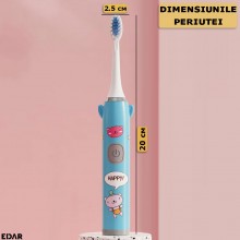 Periuta De Dinti Electrica EDAR, Pentru Copii, Model Ursulet, Alimentare Cu Baterii, Peri Moi, 1 Program, Buton Pornire/Oprir...