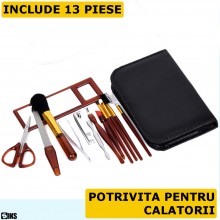 Trusa De Calatorie SIKS, Trusa Manichiura Si Pensule Machiaj, 13 Piese, Portabil, Husa Calatorie, Negru Trusa De Calatorie SIKS, Trusa Manichiura Si Pensule Machiaj, 13 Piese, Portabil, Husa Calatorie, Negru