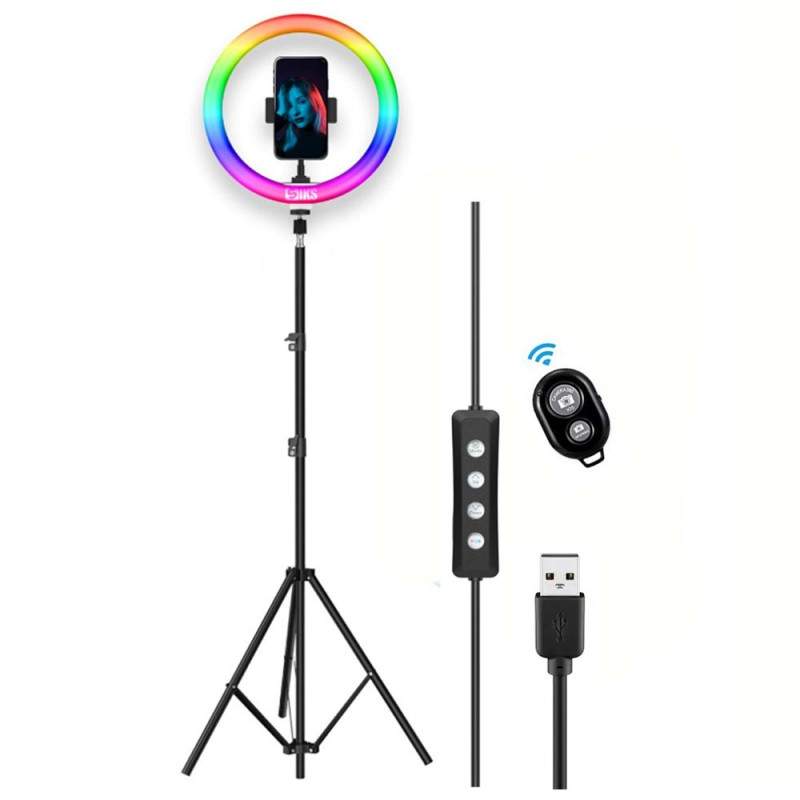 Lampa Circulara Led Ring Light SIKS Cu Lumina Alba Si RGB, Telecomanda Selfie, Functie Stroboscop, 15 Moduri RGB, Ring Light ... Lampa Circulara Led Ring Light SIKS Cu Lumina Alba Si RGB, Telecomanda Selfie, Functie Stroboscop, 15 Moduri RGB, Ring Light ...