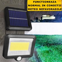 Lampa Solara SIKS Cu Telecomanda 100 COB LED, Cu Senzor De Miscare Si Lumina, Baterie Inclusa 1200 Mah, 260 LM, Cablu 5 M, 3 ... Lampa Solara SIKS Cu Telecomanda 100 COB LED, Cu Senzor De Miscare Si Lumina, Baterie Inclusa 1200 Mah, 260 LM, Cablu 5 M, 3 ...