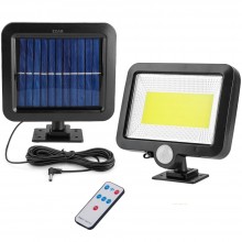 Lampa solara EDAR LED Cu Telecomanda, Panou Solar Ajustabil, 100 LED-uri COB, 3 Moduri De Lumina, Senzor De Miscare Si Amurg,...