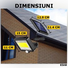 Lampa solara EDAR LED Cu Telecomanda, Panou Solar Ajustabil, 100 LED-uri COB, 3 Moduri De Lumina, Senzor De Miscare Si Amurg,...