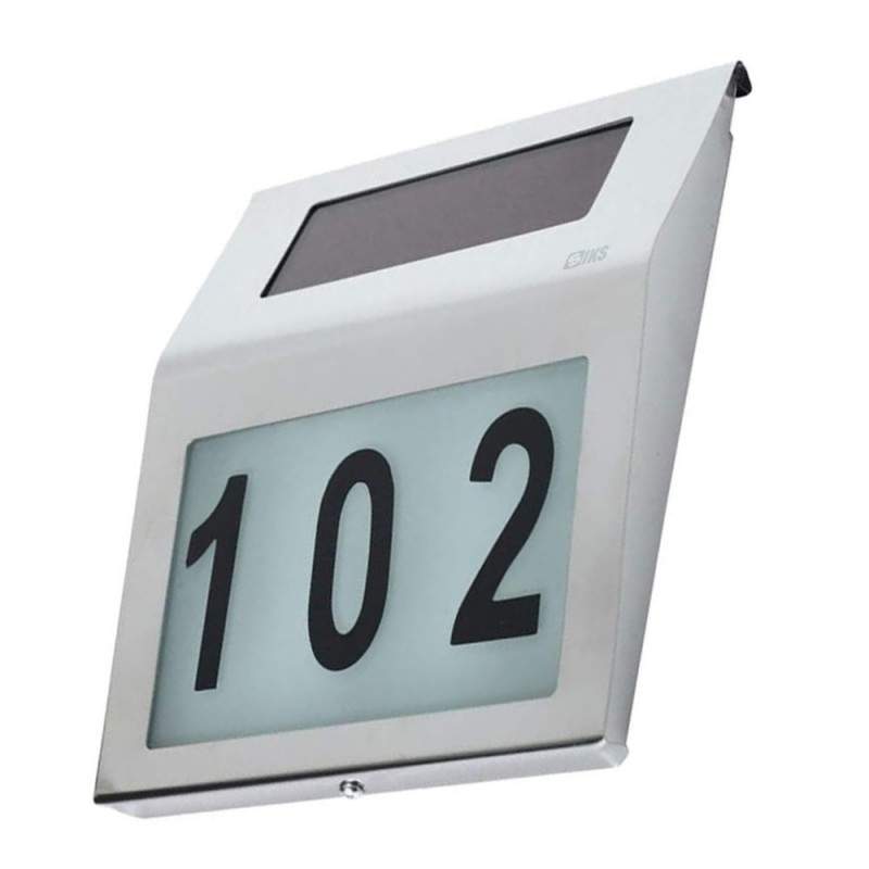 Numar De Casa Sau Poarta Cu Incarcare Solara SIKS M2 Cu Iluminare Automata, Inox, Baterie Reincarcabila, Pornire Oprire Autom...