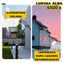 Lampa Solara Stradala Sau Gradina Slim SIKS 200W Cu Panou Solar Monocristalin, De Exterior, 219 LED Tehnologie COS, 2240LM, 1...
