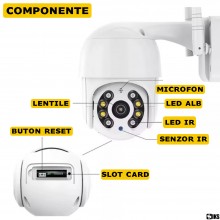 Camera De Supraveghere Video WIFI SIKS, 5 MP, Exterior/Interior IP66, Voce, Alarma, 4X Zoom, Rotire, Leduri Lumina, Comunicar...
