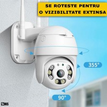 Camera De Supraveghere Video WIFI SIKS, 5 MP, Exterior/Interior IP66, Voce, Alarma, 4X Zoom, Rotire, Leduri Lumina, Comunicar...