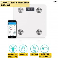 Cantar Electronic Inteligent De Baie SIKS Ecran De Sticla Securizata, Suporta Maxim 180 Kg, Electronic Cu Aplicatie Smart, Co... Cantar Electronic Inteligent De Baie SIKS Ecran De Sticla Securizata, Suporta Maxim 180 Kg, Electronic Cu Aplicatie Smart, Co...