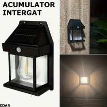 Lampa Solara EDAR de Perete, Pentru Exterior, Rezistenta la Apa, Senzor De Miscare, Incarcare Solara, 3 Moduri de Lumina, Put...