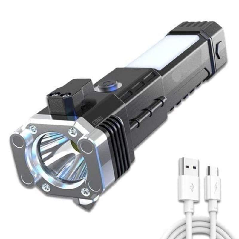 Lanterna LED SIKS, Echipata Cu Ciocan De Siguranta Si Cutter, Magnetica, Incarcare USB, Acumulator, 300 lm, Rezistenta La Umi...
