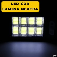 Lampa Solara De Exterior SIKS, Cu Panou Solar, 120 Led, Pentru Gradina, Alee, Intrare Casa, Lampa Cu Leduri Cob, Lumina Neutr...