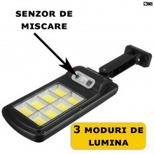 Lampa Solara De Exterior SIKS, Cu Panou Solar, 120 Led, Pentru Gradina, Alee, Intrare Casa, Lampa Cu Leduri Cob, Lumina Neutr...