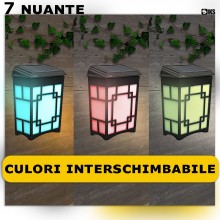 Lampa Solara Decorativa SIKS De Exterior, Pentru Perete, Gard, Led Multicolor, 7 Moduri De Iluminare, Rezistenta La Apa IP54,...