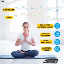 Cantar Electronic Inteligent De Baie SIKS Cu Aplicatie Smart, Corporal, Ecran Digital Iluminat, Termometru, Suporta Maxim 180...