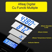 Cantar Electronic Inteligent De Baie SIKS Cu Aplicatie Smart, Corporal, Ecran Digital Iluminat, Termometru, Suporta Maxim 180...