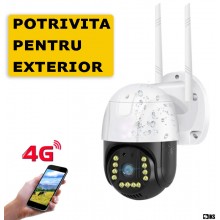 Camera De Supraveghere Video SIKS Cu Sim 4G WIFI SIKS, 3 MP, Exterior/Interior IP66, Voce, Alarma, 4X Zoom, Rotire, Leduri Lu...