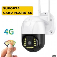 Camera De Supraveghere Video SIKS Cu Sim 4G WIFI SIKS, 3 MP, Exterior/Interior IP66, Voce, Alarma, 4X Zoom, Rotire, Leduri Lu...