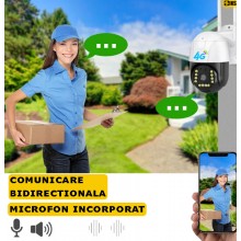 Camera De Supraveghere Video SIKS Cu Sim 4G WIFI SIKS, 3 MP, Exterior/Interior IP66, Voce, Alarma, 4X Zoom, Rotire, Leduri Lu...