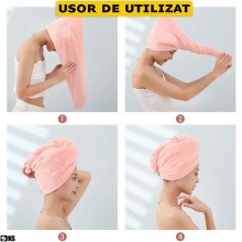 Prosop De Baie Tip Turban SIKS, Din Microfriba, Pentru Uscarea Parului, Usor De Folosit, Prevazut Cu Nasture Pentru O Fixare ... Prosop De Baie Tip Turban SIKS, Din Microfriba, Pentru Uscarea Parului, Usor De Folosit, Prevazut Cu Nasture Pentru O Fixare ...