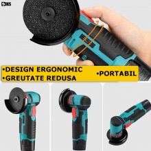 Mini Flex Electric Portabil SIKS Cu Acumulator, Polizor Unghiular Cu Disc 76 MM, Design Compact, Autonomie Mare, 750W, 2 Acum... Mini Flex Electric Portabil SIKS Cu Acumulator, Polizor Unghiular Cu Disc 76 MM, Design Compact, Autonomie Mare, 750W, 2 Acum...