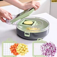 Feliator Multifunctional EDAR De Legume Si Fructe 9 In 1, Tocator Manual Cu Functii de Taiere, Feliere, Radere, Lame Intersch...