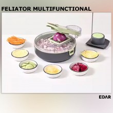 Feliator Multifunctional EDAR De Legume Si Fructe 9 In 1, Tocator Manual Cu Functii de Taiere, Feliere, Radere, Lame Intersch...