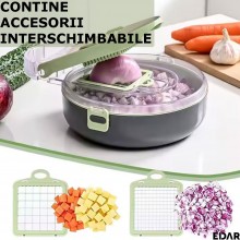 Feliator Multifunctional EDAR De Legume Si Fructe 9 In 1, Tocator Manual Cu Functii de Taiere, Feliere, Radere, Lame Intersch...