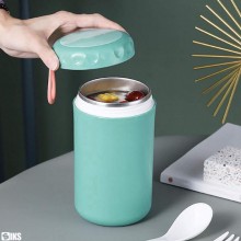 Caserola Termica SIKS Pentru Supa, Lingura Si Furculita Incluse, Interior Din Otel Inoxidabil, 750 Ml, Mini Termos Pentru Man...