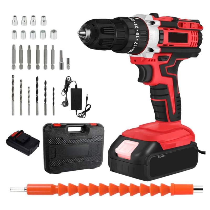 Set Bormasina Cu Percutie EDAR, Fara Fir, 2 Acumulatori 36V Reincarcabili, Potrivita Pentru Reparatii, Infiletare, Gaurire, 3... Set Bormasina Cu Percutie EDAR, Fara Fir, 2 Acumulatori 36V Reincarcabili, Potrivita Pentru Reparatii, Infiletare, Gaurire, 3...