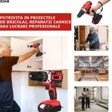 Set Bormasina Cu Percutie EDAR, Fara Fir, 2 Acumulatori 36V Reincarcabili, Potrivita Pentru Reparatii, Infiletare, Gaurire, 4... Set Bormasina Cu Percutie EDAR, Fara Fir, 2 Acumulatori 36V Reincarcabili, Potrivita Pentru Reparatii, Infiletare, Gaurire, 4...