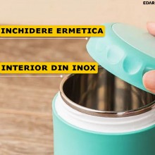 Caserola EDAR Termoizolanta Pentru Supa, Pranz, Interior Din Inox, Tip Termos, Lingura Si Furculita Incluse, Capacitate 750 m... Caserola EDAR Termoizolanta Pentru Supa, Pranz, Interior Din Inox, Tip Termos, Lingura Si Furculita Incluse, Capacitate 750 m...