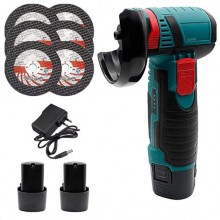 Polizor Unghiular Fara Fir EDAR Cu 2 Acumulatori 12V Reincarcabili Inclusi, 6 Discuri 76 MM Incluse, Design Compact Si Ergono...