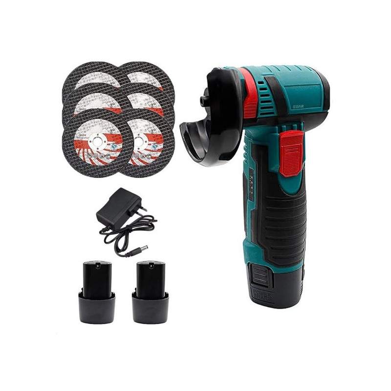 Polizor Unghiular Fara Fir EDAR Cu 2 Acumulatori 12V Reincarcabili Inclusi, 6 Discuri 76 MM Incluse, Design Compact Si Ergono... Polizor Unghiular Fara Fir EDAR Cu 2 Acumulatori 12V Reincarcabili Inclusi, 6 Discuri 76 MM Incluse, Design Compact Si Ergono...