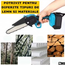 Mini Drujba SIKS Mini Fierastrau Electric, Portabil, De 8 inch, 2 Acumulatori 48V Li-ion, 1500 mAh, 2 Lanturi De 8 inch, Moto...