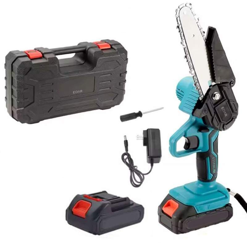 Mini Fierastrau Electric Cu Lant EDAR, Mini Drujba Portabila, 2 Acumulatori Reincarcabili 48V Li-ion, 1500 mAh, Viteza Lant 5...