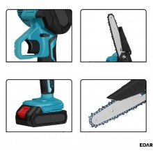 Mini Fierastrau Electric Cu Lant EDAR, Mini Drujba Portabila, 2 Acumulatori Reincarcabili 48V Li-ion, 1500 mAh, Viteza Lant 5...