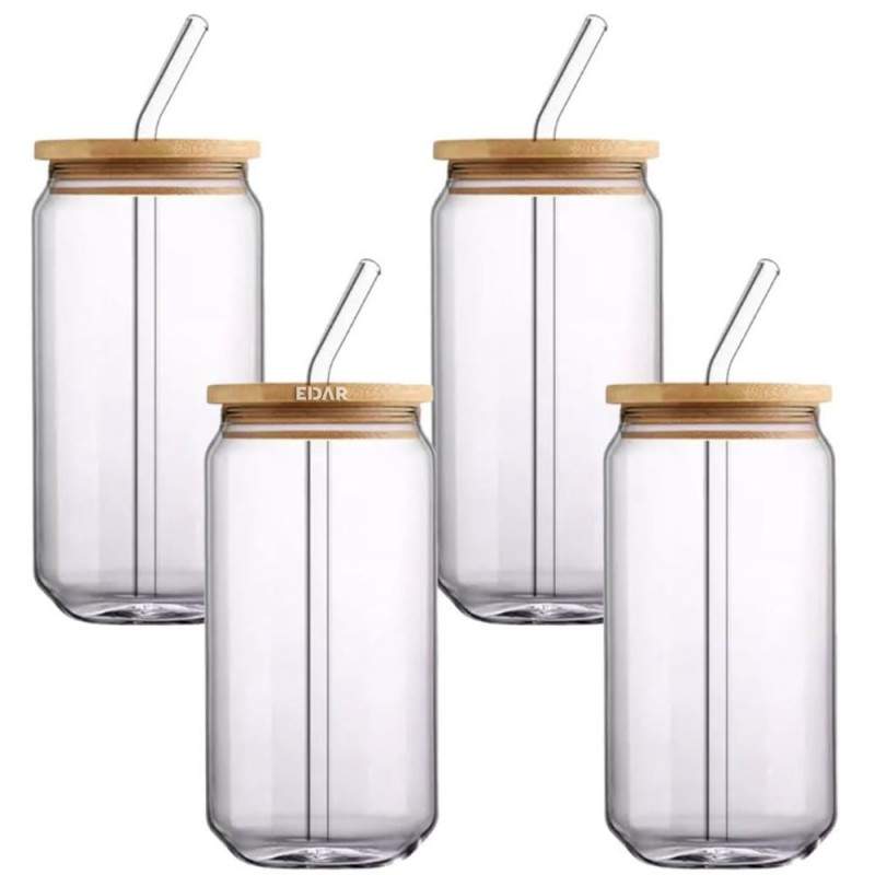 Set 4 x Pahar Sticla Termorezistenta EDAR, Mentine Bauturile Reci Si Calde, Pentru Ceai, Cafea, Cappuccino, Latte, Espresso, ...
