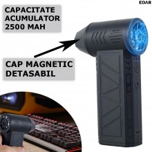 Suflanta De Aer De Viteza Mare EDAR, Portabila, Fara Fir, 3 Trepte De Viteza, Acumulator, Alimentare USB, Pentru Aprindere Gr...