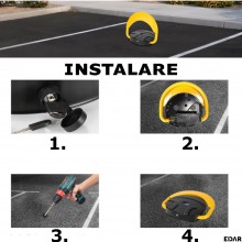 Blocator Parcare Automat EDAR Cu Panou Solar, Anti Furt, Rabatabil, Alimentare Solara, Control de la Distanta, Telecomanda Si...